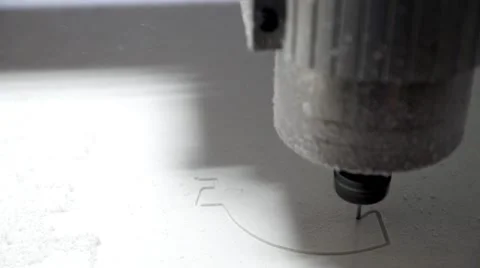 Milling cutting machine makes a plotter cutting in plastic currency EURO signs Stock Footage 59911933