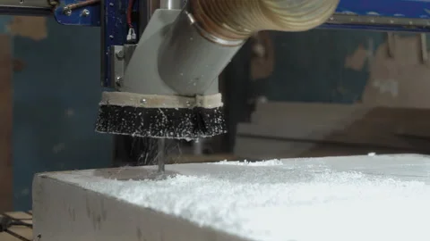 Milling Foam Products on a Programmable Machine Stock Footage 159035380