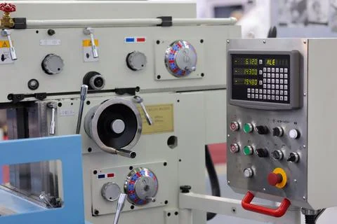 Milling machine with 3 axis digital readout Stock Photos