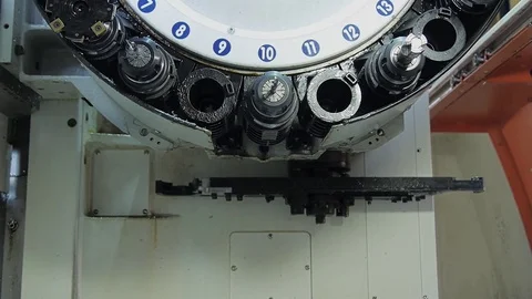 Milling machine in action. Change of cutters. Video stock 74832372
