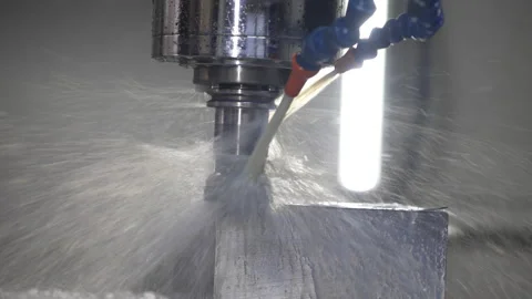 Milling machine, close-up in slow motion at 25% Stock Footage 302110879