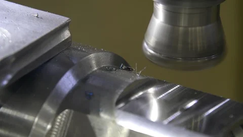 Milling machine cuts metal making part. Process of metalworking. Close-up Video stock 129106116