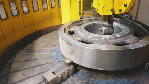 Milling machine cutting the sample part. Turning lathe in action.Facing opera 스톡 동영상 114624457