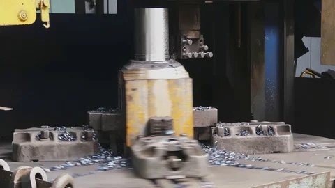 Milling machine cutting the sample part. Turning lathe in action.Facing opera Stock-Footage 114624650