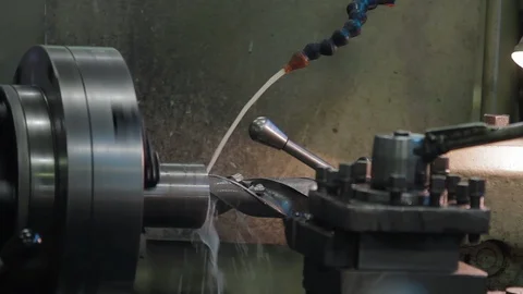 Milling machine cutting the sample part. Closeup. The end-mill tool cutting the 스톡 동영상 127506053