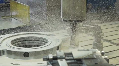 Milling Machine. Cutting Tool rotating.Removing Metrial.Huge Turbine.Components Video stock 160970308