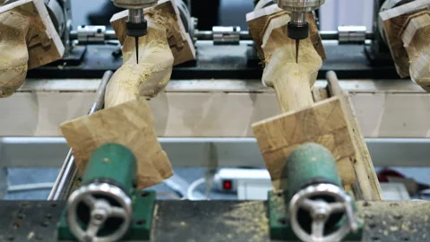 The milling machine makes figures out of wood, time lapses. Stock Footage 260925773