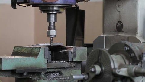 The milling machine makes a metal part. Stock Footage 80751858