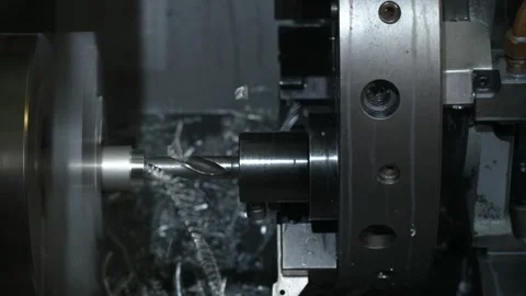 The milling machine makes a metal part. Machining of an aluminum part. Stock Footage 218026309