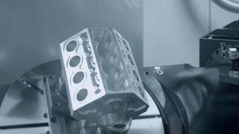 Milling machine processes a cylinder block of an internal combustion engine Stock Footage 333324657