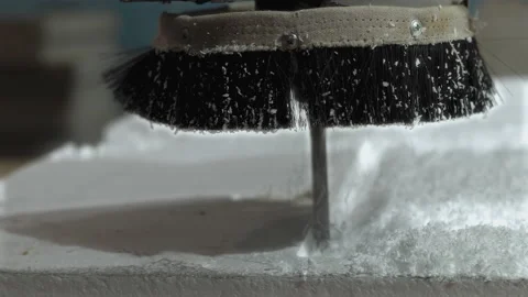 Milling Machine Processes Foam Material according to the Program Stock Footage 159005042