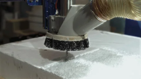 Milling Machine Processes Foam Part at the Enterprise Stock Footage 159002176