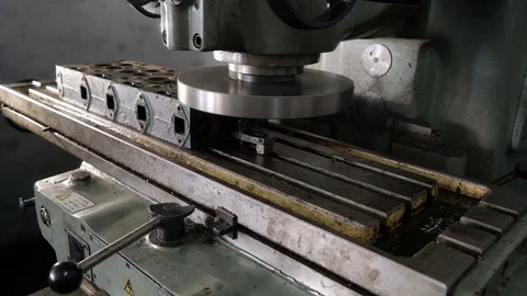 Milling machine processes the part. Metallworking. Timelapse Stock Footage 75234935