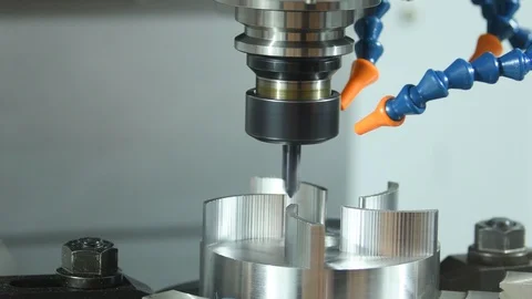 Milling metalwork process. CNC metal machining by vertical mill Stock Footage 85528043