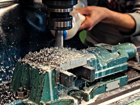 Milling metalworking process. Stock Photos