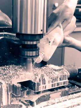 Milling metalworking process. Stock Photos