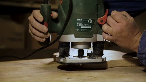 Milling process of a wooden kitchen Board in a carpentery. Video stock 100830279