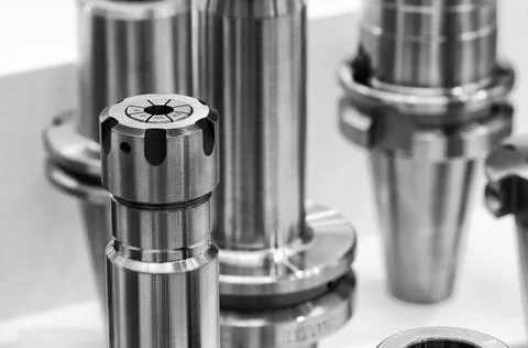 Milling tools for CNC machine, dustrial design background, engineering techno Stock Photos