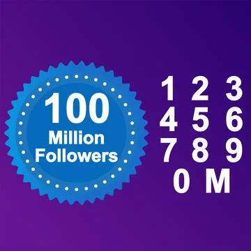 Million followers complete pack with gradient background. Stock Illustration