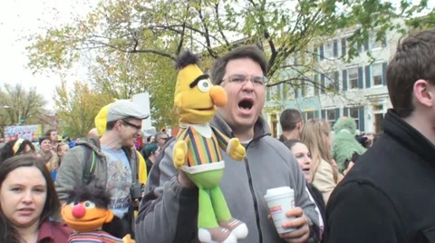 Million Puppet March to Save Big Bird Stock-Footage 12502852
