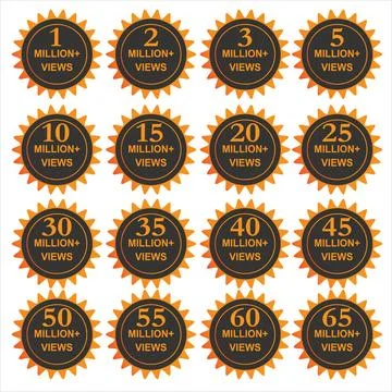 Million+ views bundle for social media marketing with plain white background Stock Illustration