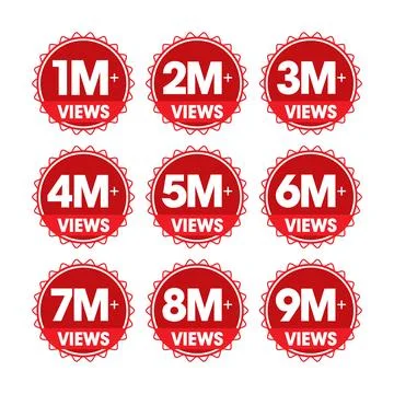 Million Views Vector Set Design Template Stock Illustration