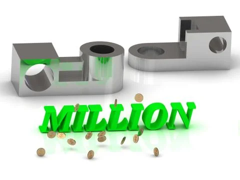MILLION- words of color letters and silver details on white background.. Stock Illustration