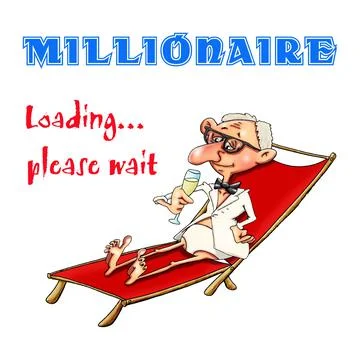 Millionaire loading please wait. Illustration for prints, postcards, posters. Stock Illustration