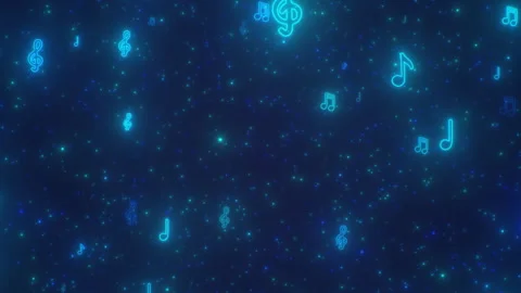 Millions of Blue Sheet Music Note Shapes Flying Moving Toward Camera Stock Footage 250204568