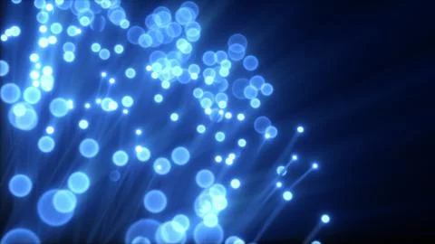 Millions of fiber optic cables transmit signal in a chaotic motion. Red and b Ilustración de archivo