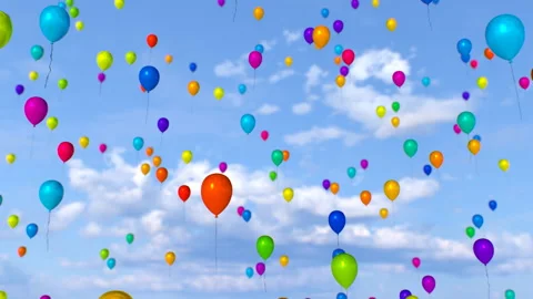 Millions Of Multicolored Balloons Floating Up Into The Cloudy Sky Stock Footage 250206489