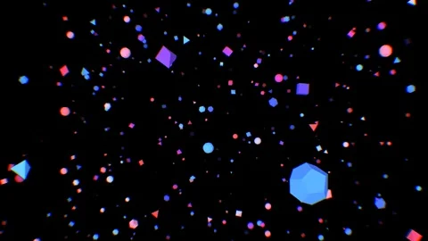 Millions Of Retro Neon Glow Simple Geometric Shapes Flying At Camera Stock Footage 255808029