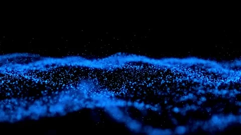 Millions of tiny blue particles wave and Stock Footage 333113722