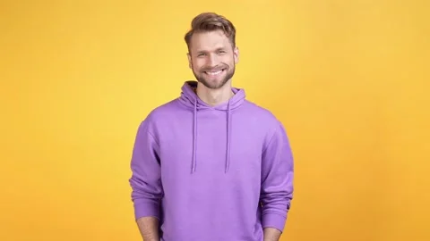 Milllennial person guy beaming smiling isolated bright color background Stock Footage 169510898