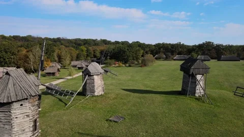 Mills with forest. Green landscape. Stock Footage 163089558