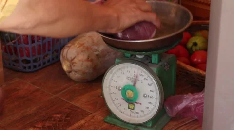 Millstone pounding meat, making daily dish Stock-Footage 49708850