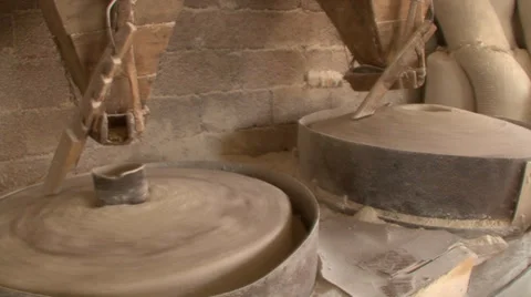 Millstones grinds corn Stock-Footage 36973807