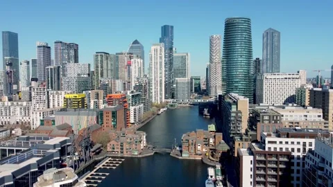 Millwall Inner and Outer Dock, Isle of dogs, London Stock Footage 200575617