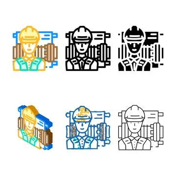 Millwright repair worker color icon vector variants Ilustración de archivo