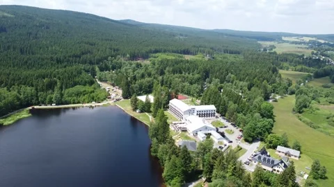Milovsky Pond in Protected landscape area Zdarske vrchy in Vysocina region of Stock Footage 246642519