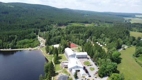 Milovsky Pond in Protected landscape area Zdarske vrchy in Vysocina region of Stock Footage 246642531