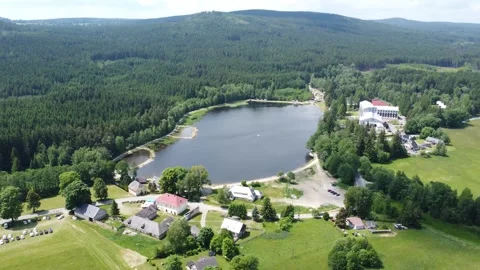 Milovsky Pond in Protected landscape area Zdarske vrchy in Vysocina region of Stock Footage 246642604