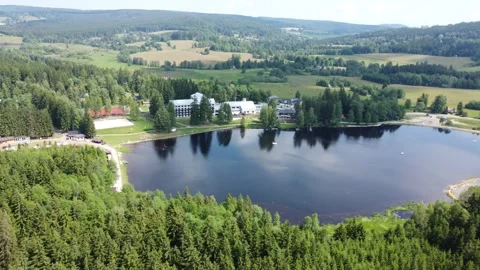 Milovsky Pond in Protected landscape area Zdarske vrchy in Vysocina region of Stock Footage 246642794