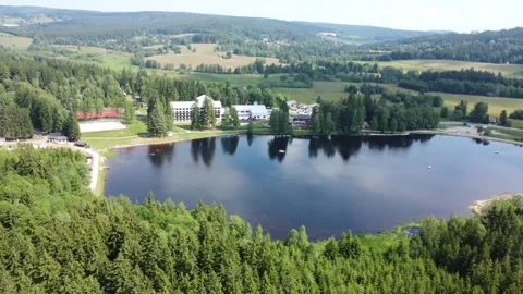 Milovsky Pond in Protected landscape area Zdarske vrchy in Vysocina region of Stock Footage 246642810