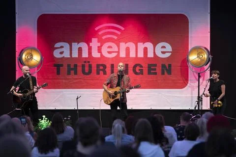 Milow live beim Antenne Thüringen Sommerevent auf der BUGA 2021. Erfurt, 3.. Stock Photos