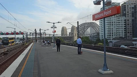 Milsons Point Station Platform, Sydney, Australia 8K Video stock 299107960