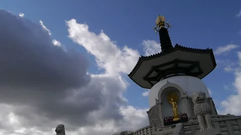 Milton Keynes Buddhist Peace Pagoda Stock Footage