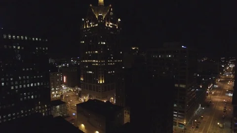 Milwaukee City Night Stock Footage