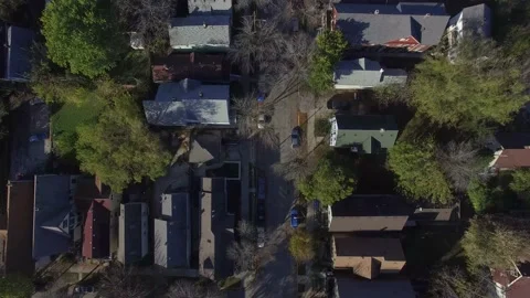 Milwaukee Neighborhood Drone Straight Down Shot Stock Footage
