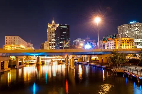 Milwaukee at Night Stock Photos